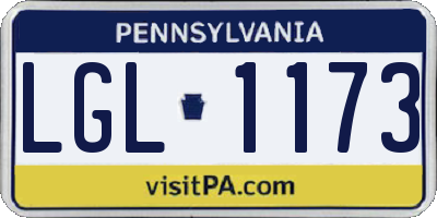 PA license plate LGL1173