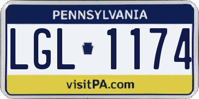 PA license plate LGL1174