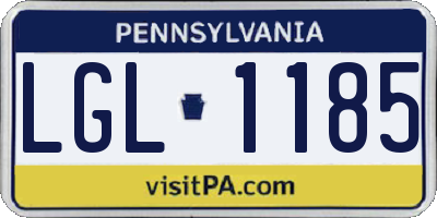 PA license plate LGL1185