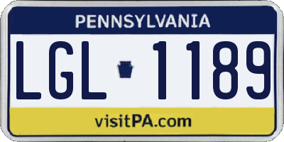 PA license plate LGL1189