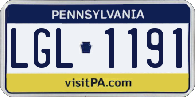 PA license plate LGL1191