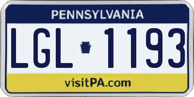 PA license plate LGL1193