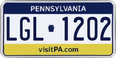 PA license plate LGL1202