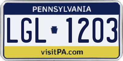 PA license plate LGL1203