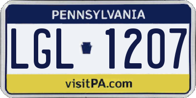 PA license plate LGL1207
