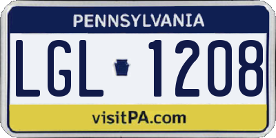 PA license plate LGL1208