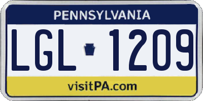 PA license plate LGL1209