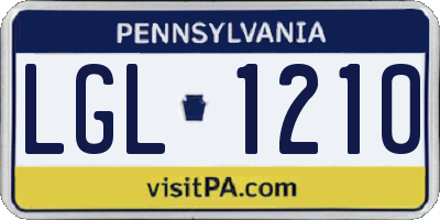 PA license plate LGL1210