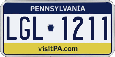 PA license plate LGL1211