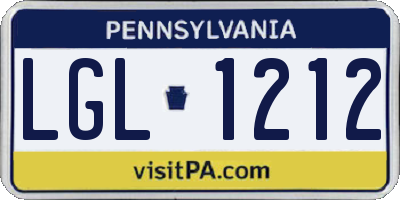 PA license plate LGL1212