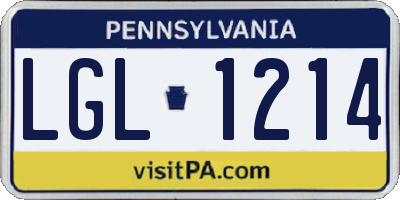PA license plate LGL1214
