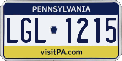 PA license plate LGL1215