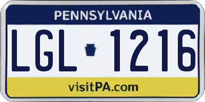 PA license plate LGL1216