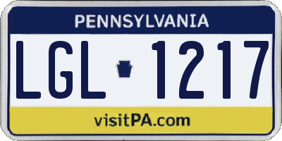 PA license plate LGL1217
