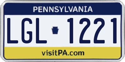 PA license plate LGL1221