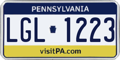 PA license plate LGL1223