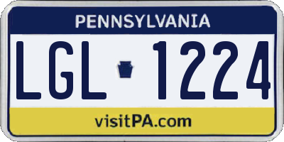 PA license plate LGL1224