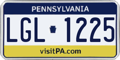 PA license plate LGL1225