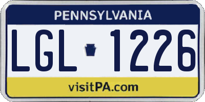PA license plate LGL1226