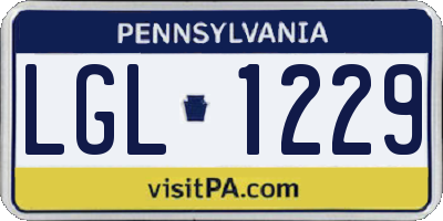 PA license plate LGL1229