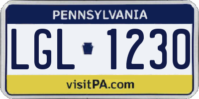 PA license plate LGL1230