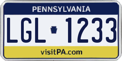 PA license plate LGL1233