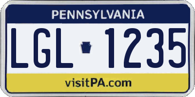 PA license plate LGL1235