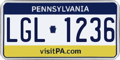 PA license plate LGL1236