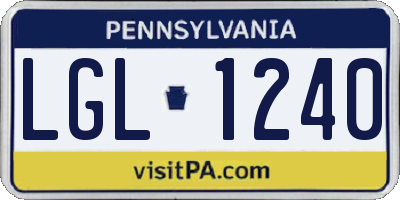PA license plate LGL1240