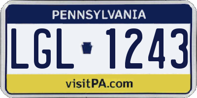 PA license plate LGL1243