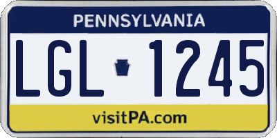 PA license plate LGL1245