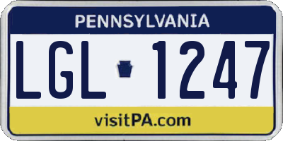 PA license plate LGL1247