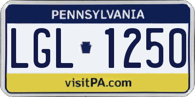 PA license plate LGL1250