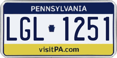 PA license plate LGL1251