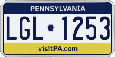 PA license plate LGL1253