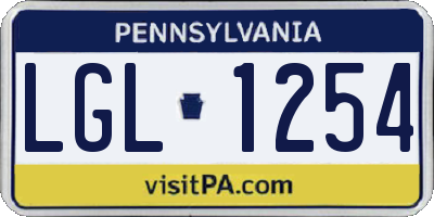 PA license plate LGL1254