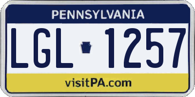 PA license plate LGL1257