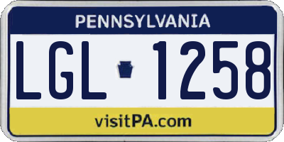 PA license plate LGL1258