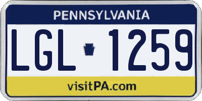 PA license plate LGL1259