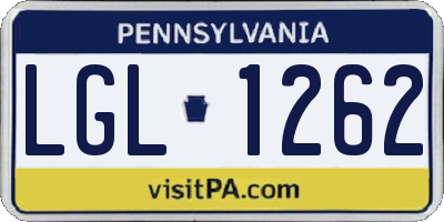 PA license plate LGL1262