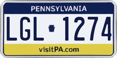 PA license plate LGL1274