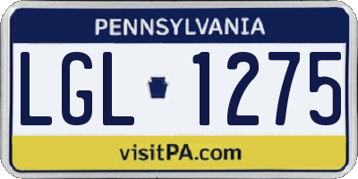 PA license plate LGL1275