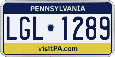 PA license plate LGL1289