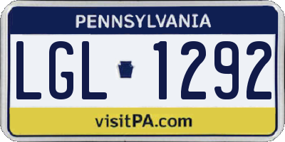 PA license plate LGL1292