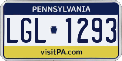 PA license plate LGL1293