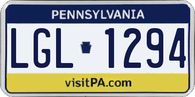 PA license plate LGL1294