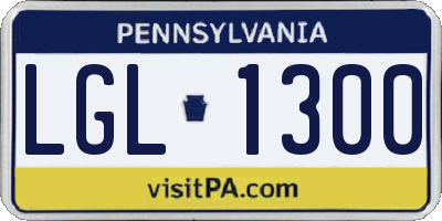 PA license plate LGL1300