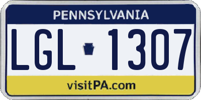 PA license plate LGL1307