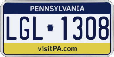 PA license plate LGL1308