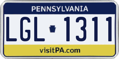 PA license plate LGL1311